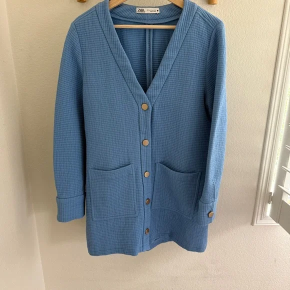 Zara Blue Women's Cardigan Sweater - Picture 2 of 8